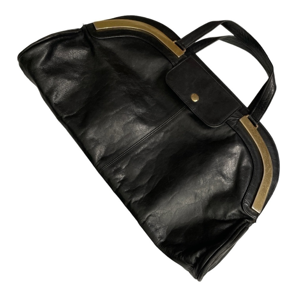 Vintage Pansy leather handbag with gold accents front pocket and zipper - Picture 4 of 11